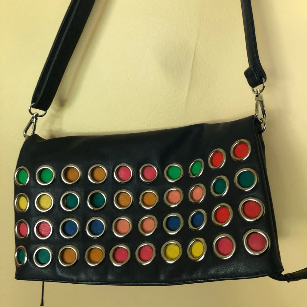 Fun and Functional Navy Leather Crossbody Bag